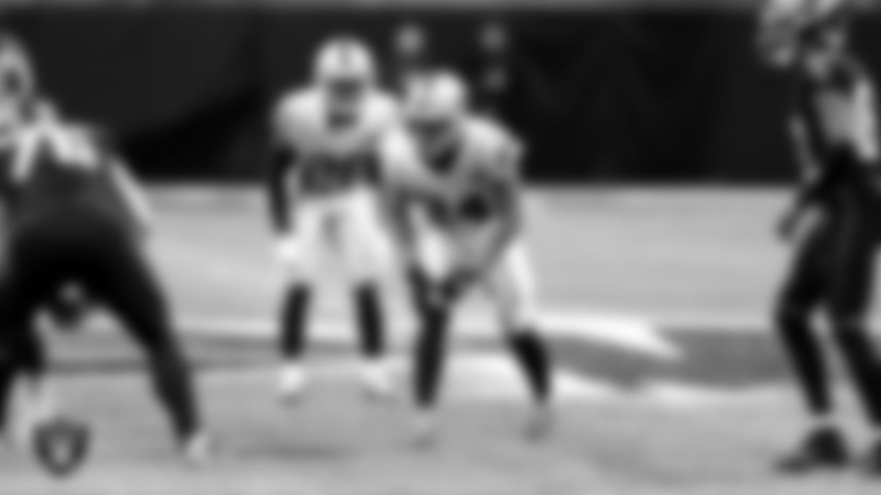 Las Vegas Raiders safety Johnathan Abram (24) during the regular season game against the Atlanta Falcons at Mercedes-Benz Stadium.