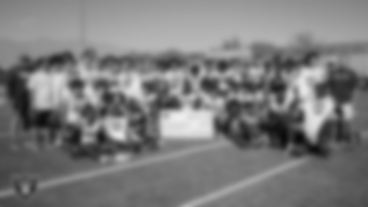 The Arbor View High School football team poses for a photo after practice at Arbor View High School.