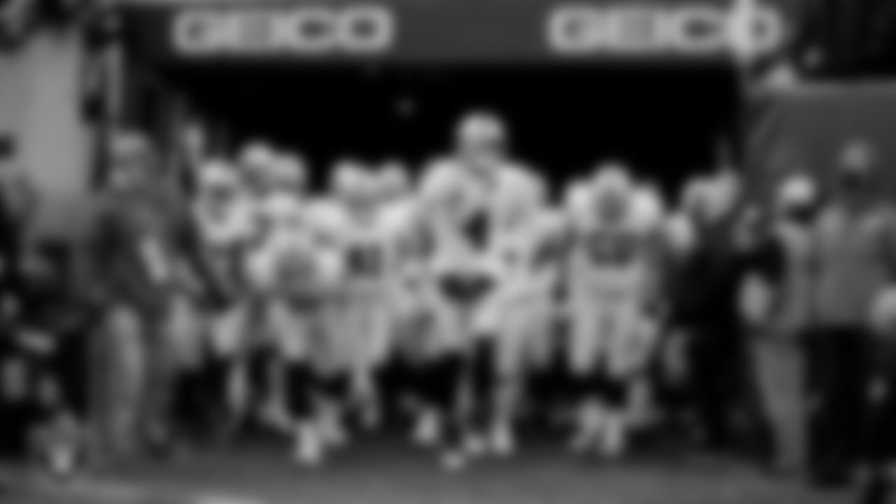 The Las Vegas Raiders are introduced onto the field before their postseason away game against the Cincinnati Bengals.
