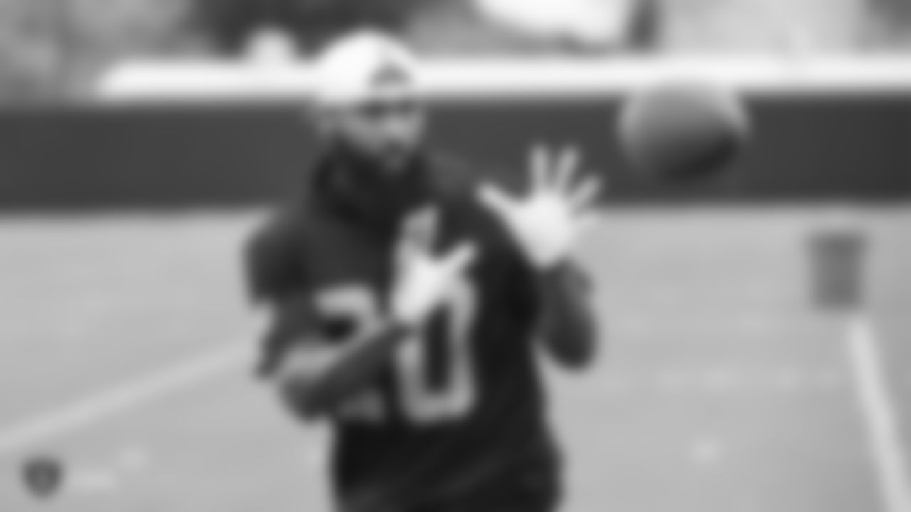 Raiders cornerback Daryl Worley (20) at a workout during phase two of the offseason program at the Raiders Practice Facility in Alameda, Calif.