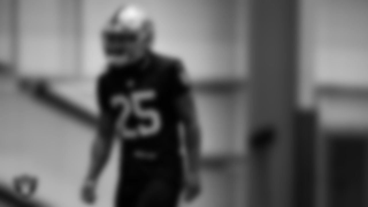 Las Vegas Raiders safety Tre'von Moehrig (25) on the field for practice at 2022 Training Camp at Intermountain Healthcare Performance Center.