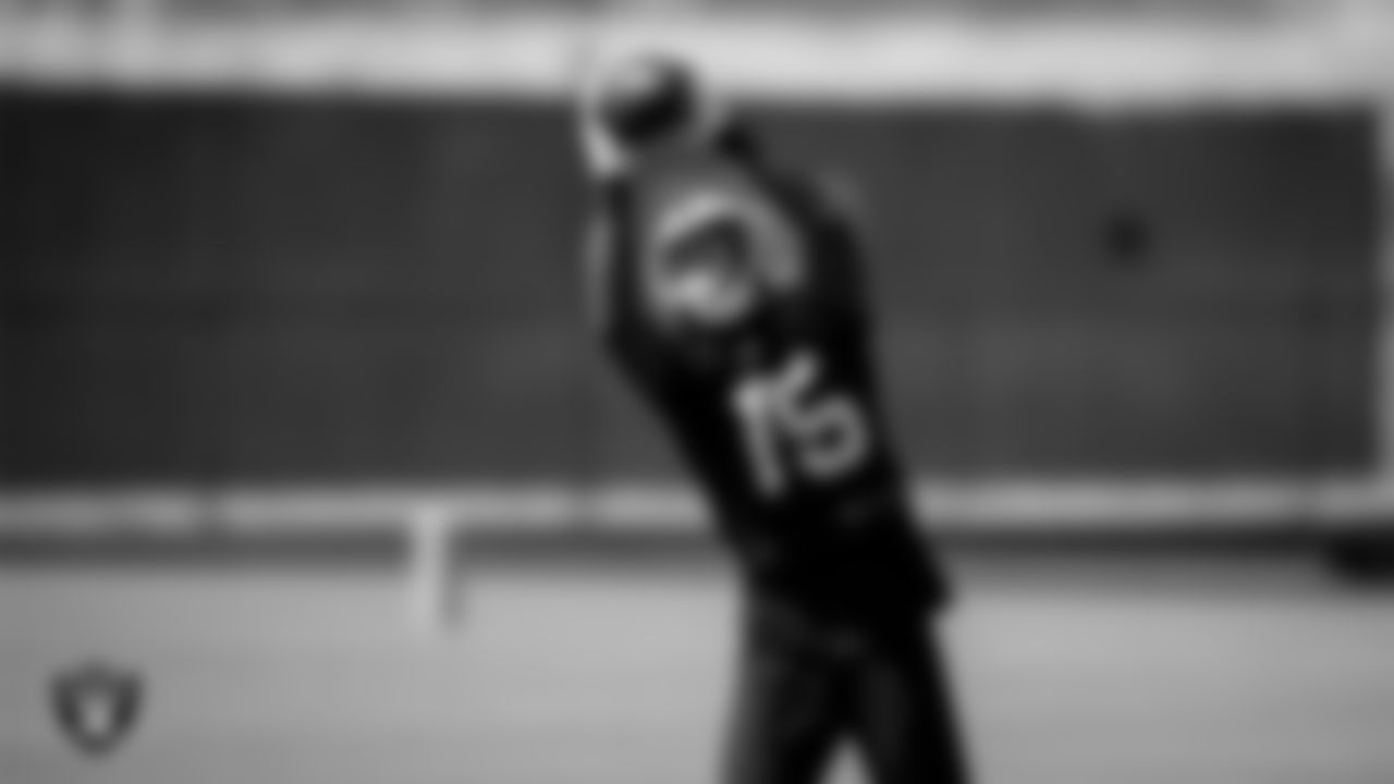 Las Vegas Raiders wide receiver Nelson Agholor (15) during practice.