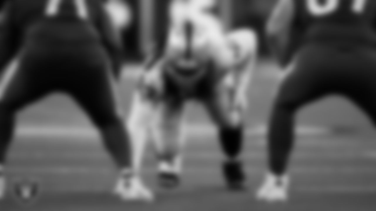 Las Vegas Raiders defensive lineman Kendal Vickers (93) lines up before the snap during the preseason away game against the Los Angeles Rams.