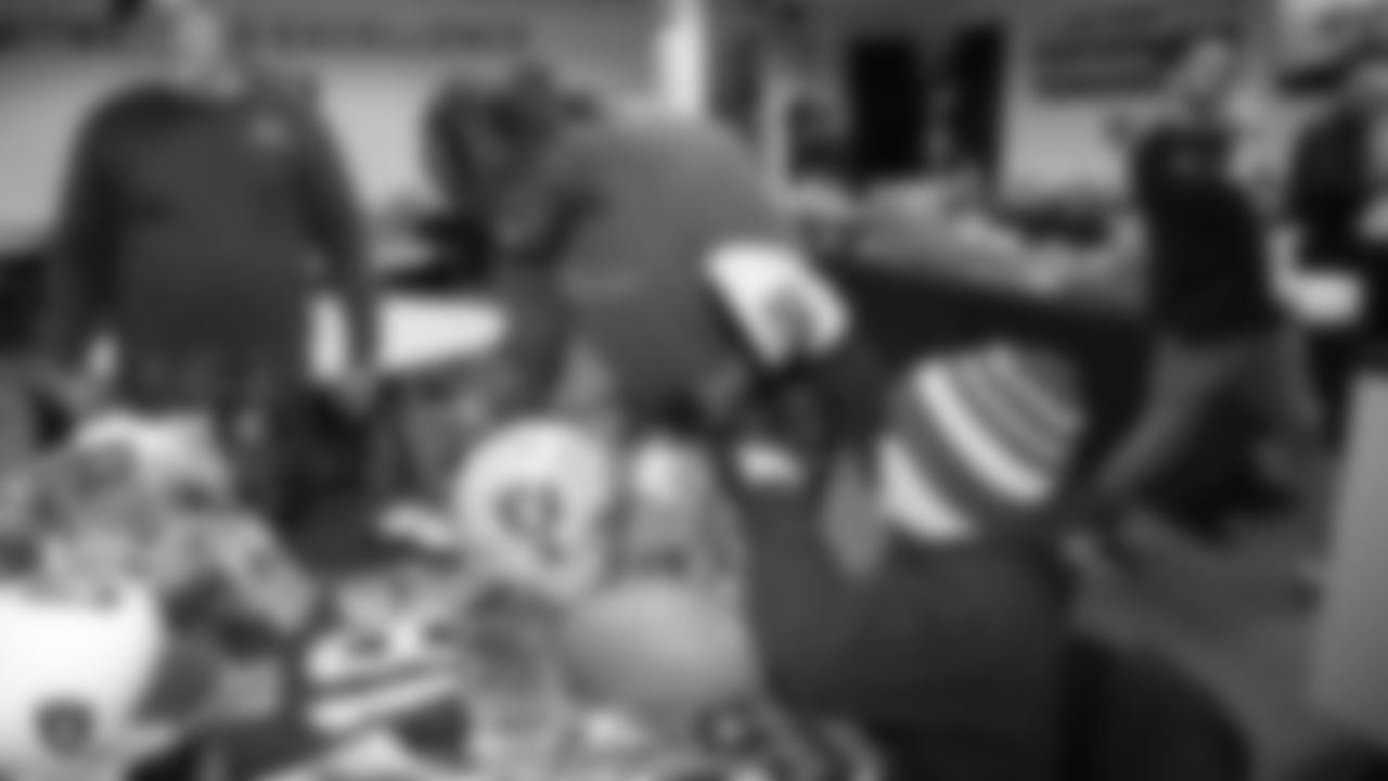 Zander and his family from the Make-A-Wish Foundation visit the Oakland Raiders Practice Facility in Alameda, California to get a tour of the facility, watch the team practice, and meet the players, Sunday, December 23, 2018.