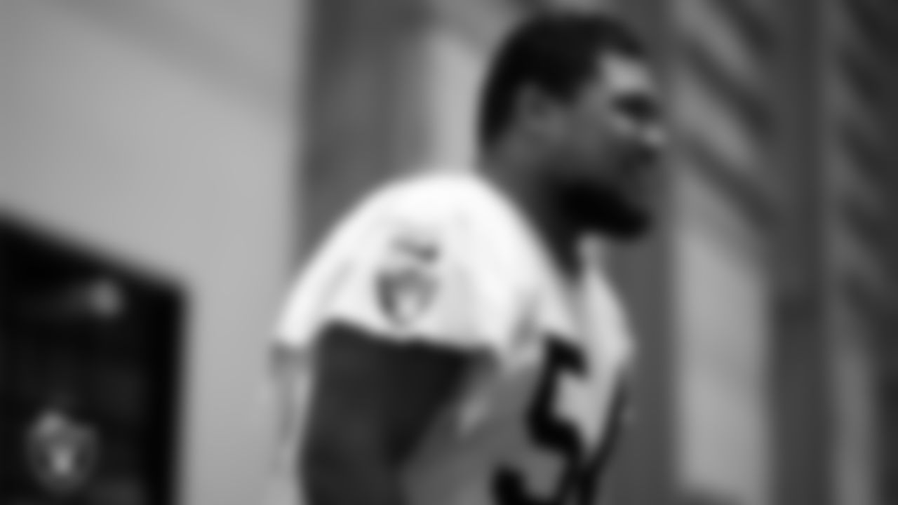 Las Vegas Raiders guard Netane Muti (54) during practice at Intermountain Health Performance Center.