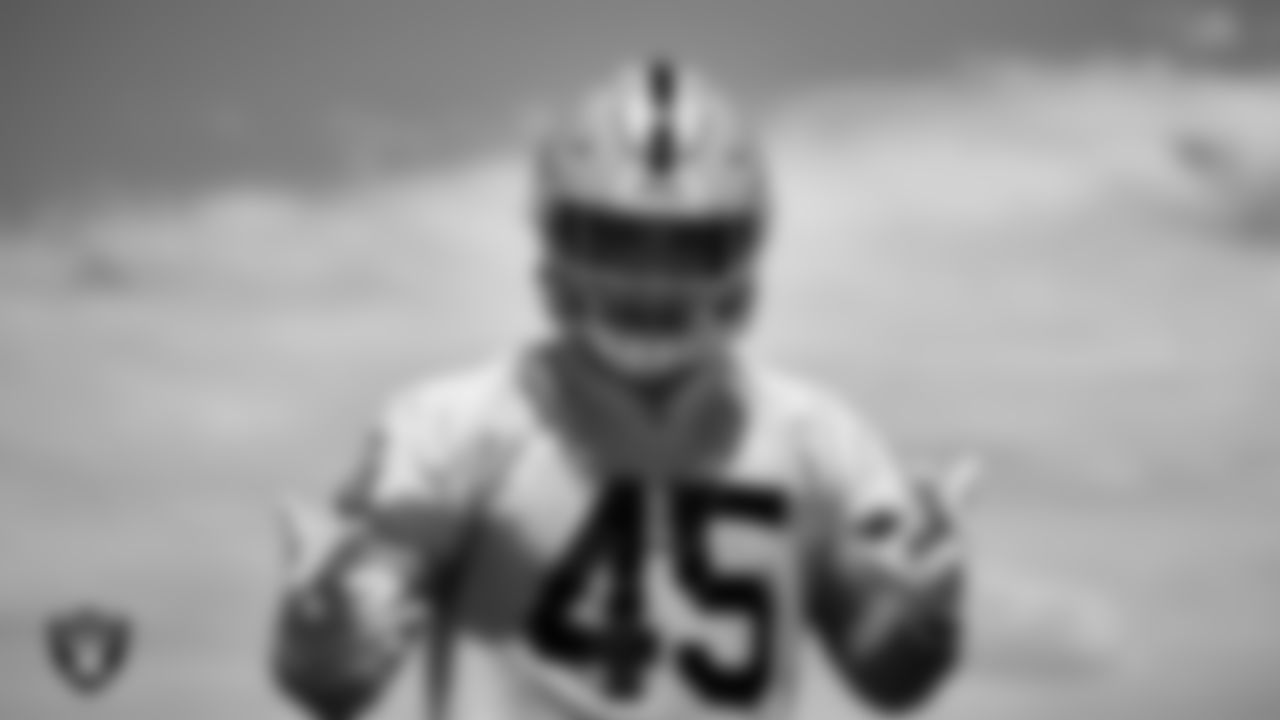 Las Vegas Raiders fullback Alec Ingold (45) at an Organized Team Activity (OTA).