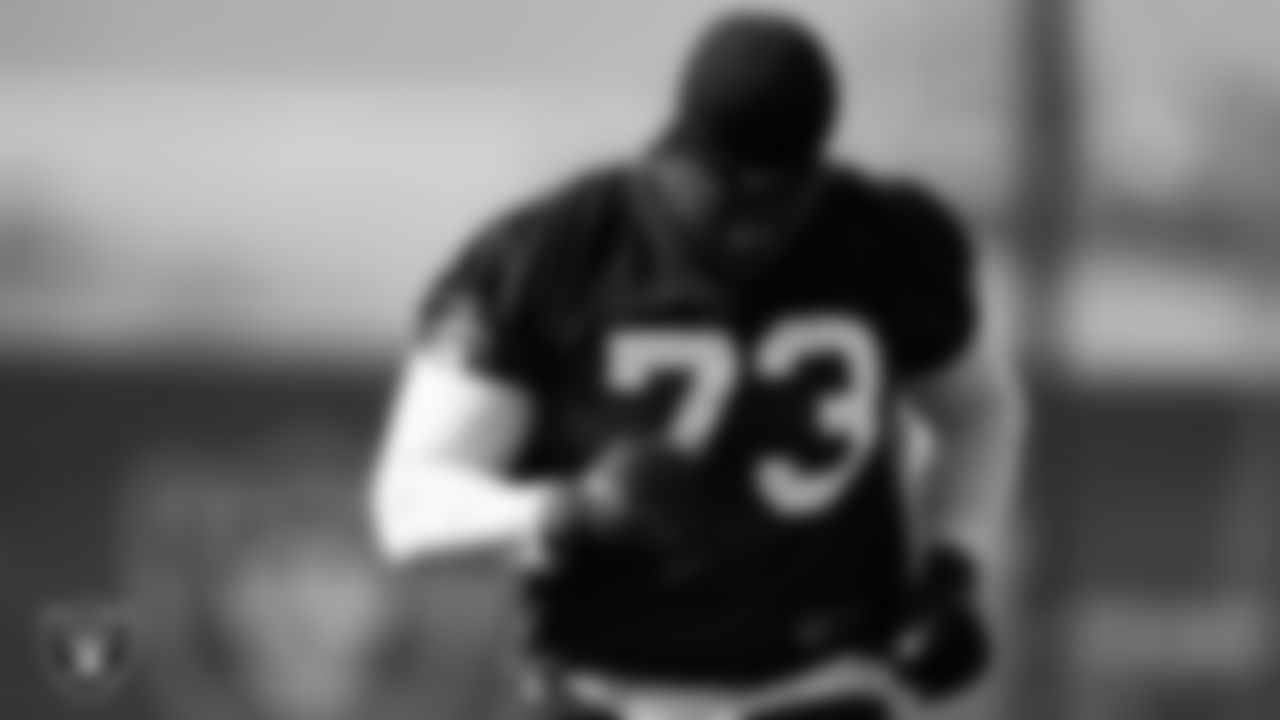 Las Vegas Raiders defensive tackle Matthew Butler (73) at a workout during phase two of the offseason program.