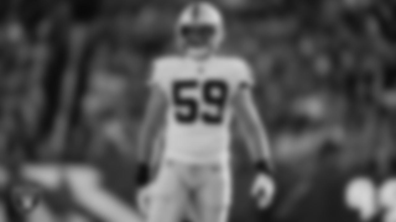 Las Vegas Raiders linebacker Luke Masterson (59) during the regular season away game against the Denver Broncos at Empower Field at Mile High.