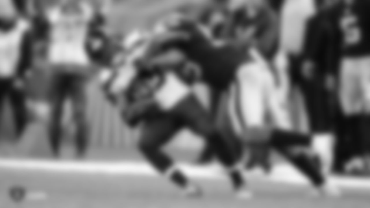 Oakland Raiders linebacker Marquel Lee (55) during the Oakland Raiders regular season game against the Seattle Seahawks at Wembley Stadium, Sunday, October 14, 2018, in London, England. The Oakland Raiders lost 27-3.