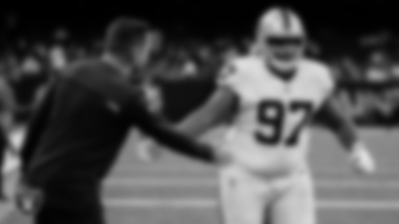 Las Vegas Raiders defensive tackle Andrew Billings (97) warming up before the regular season away game against the New Orleans Saints at Caesars Superdome.