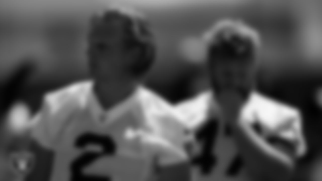 Las Vegas Raiders kicker Daniel Carlson (2) at an Organized Team Activity (OTA).