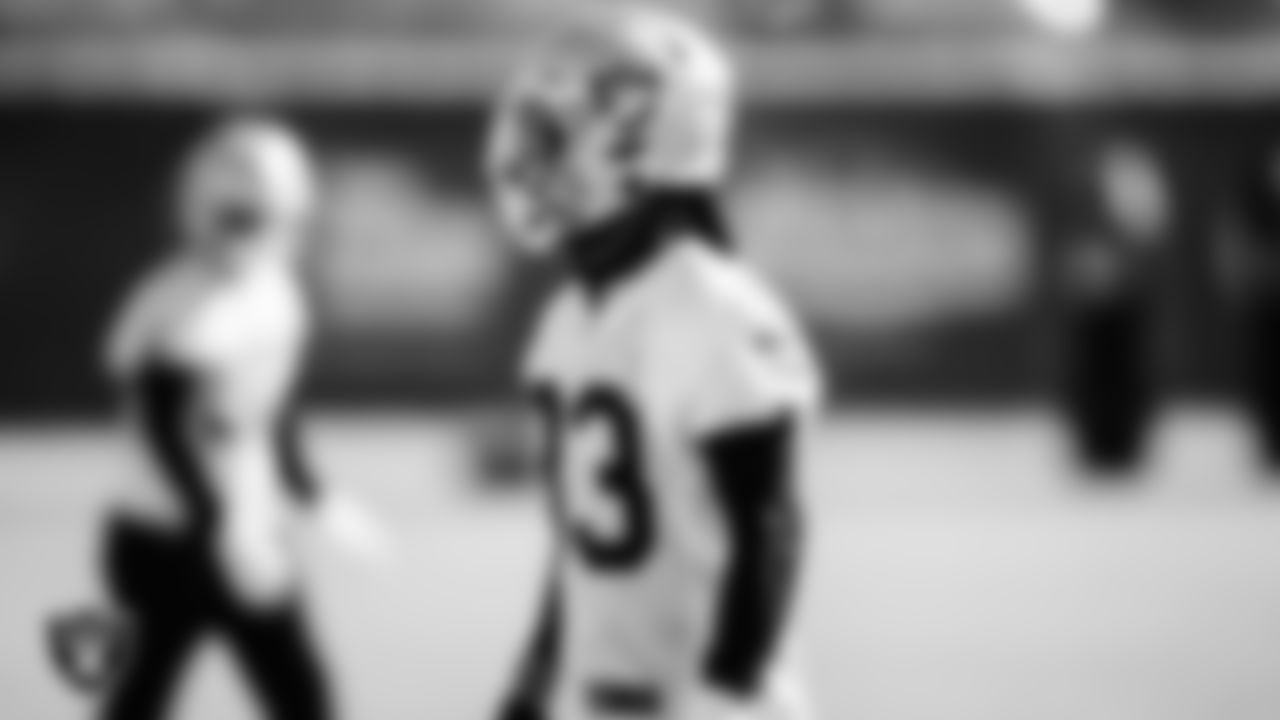 Las Vegas Raiders defensive back Rashaan Gaulden (33) during practice.