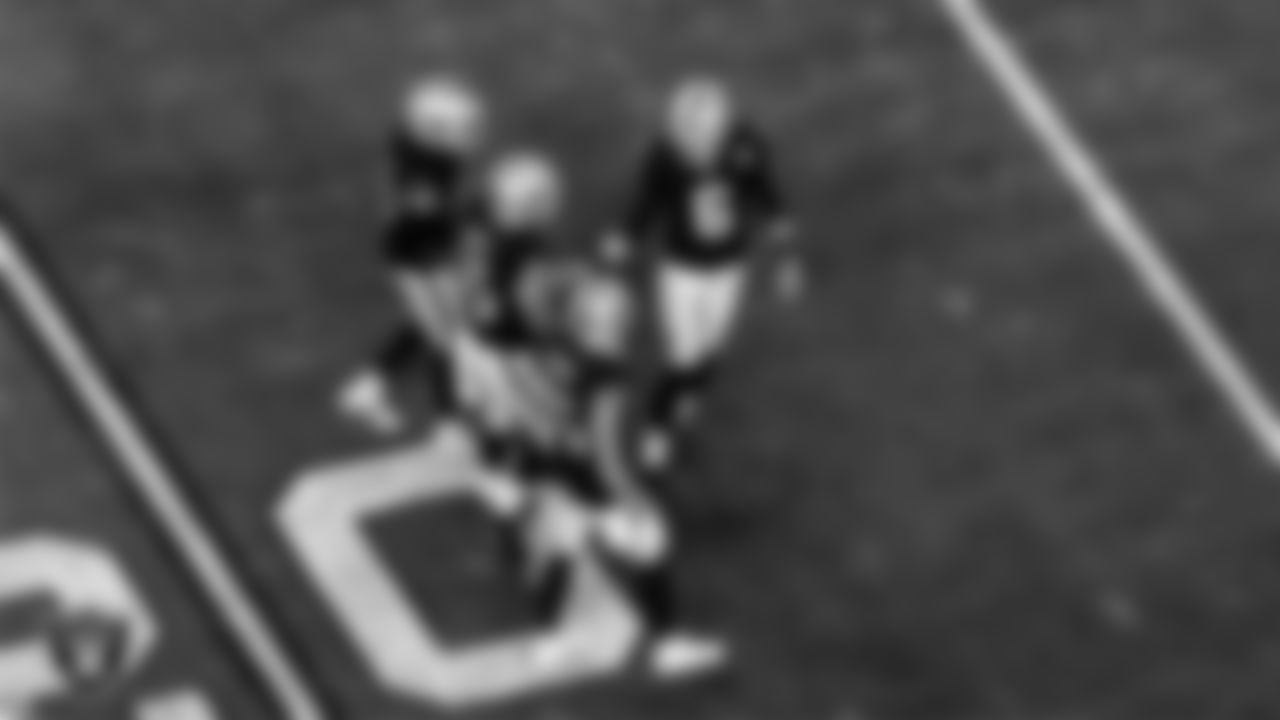 Las Vegas Raiders linebacker Cory Littleton (42), fullback Alec Ingold (45), tight end Derek Carrier (85) and punter AJ Cole (6) during the regular season home game against the Miami Dolphins.