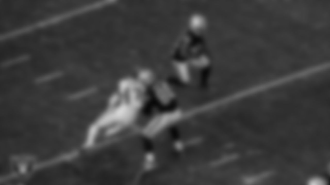 Las Vegas Raiders tight end Jesper Horsted (80) and running back Ameer Abdullah (22) during the regular season home game against the Kansas City Chiefs at Allegiant Stadium.