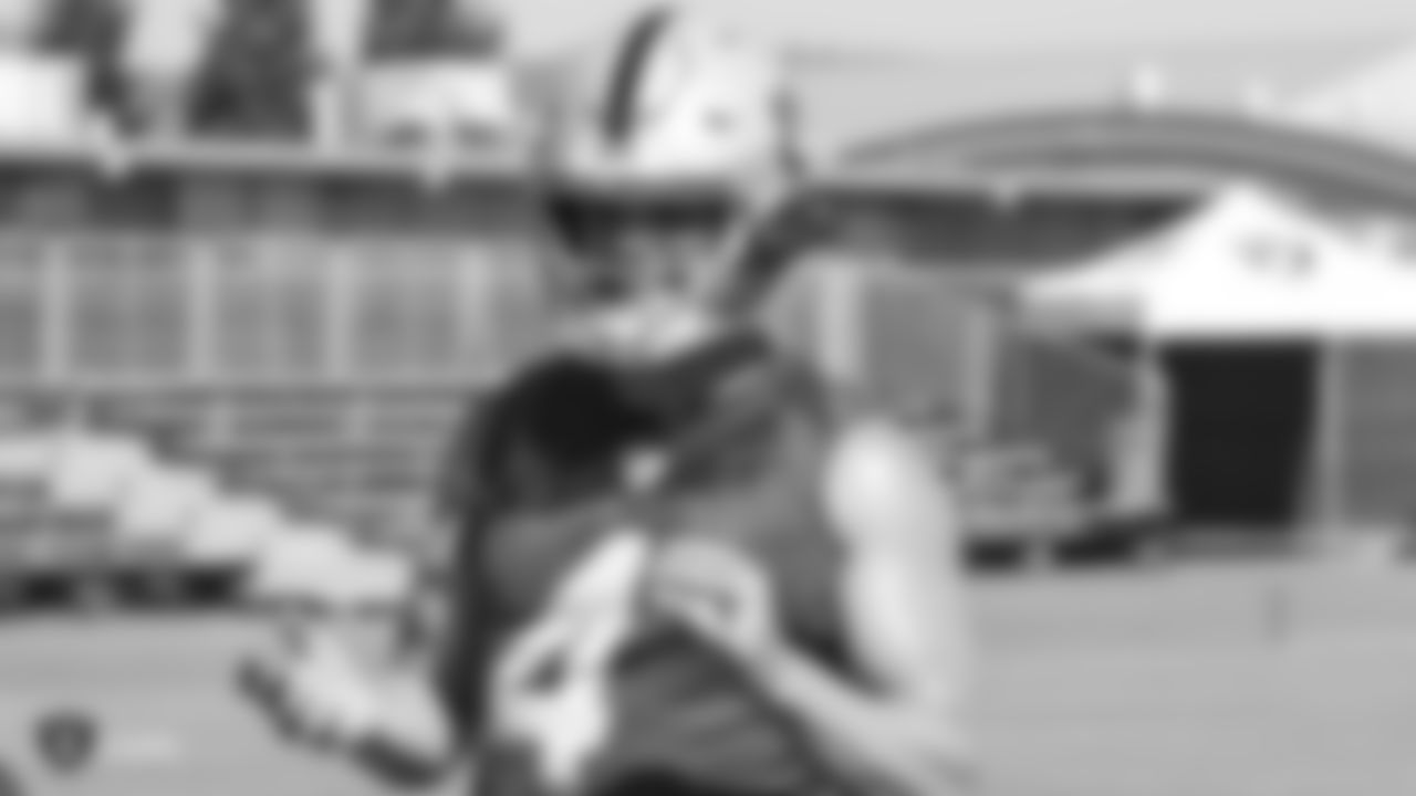Oakland Raiders quarterback Derek Carr (4) on the field for practice at 2018 Pre-Training Camp at The Oakland Raiders Napa Valley Training Complex, Wednesday, July 25, 2018, in Napa, California.