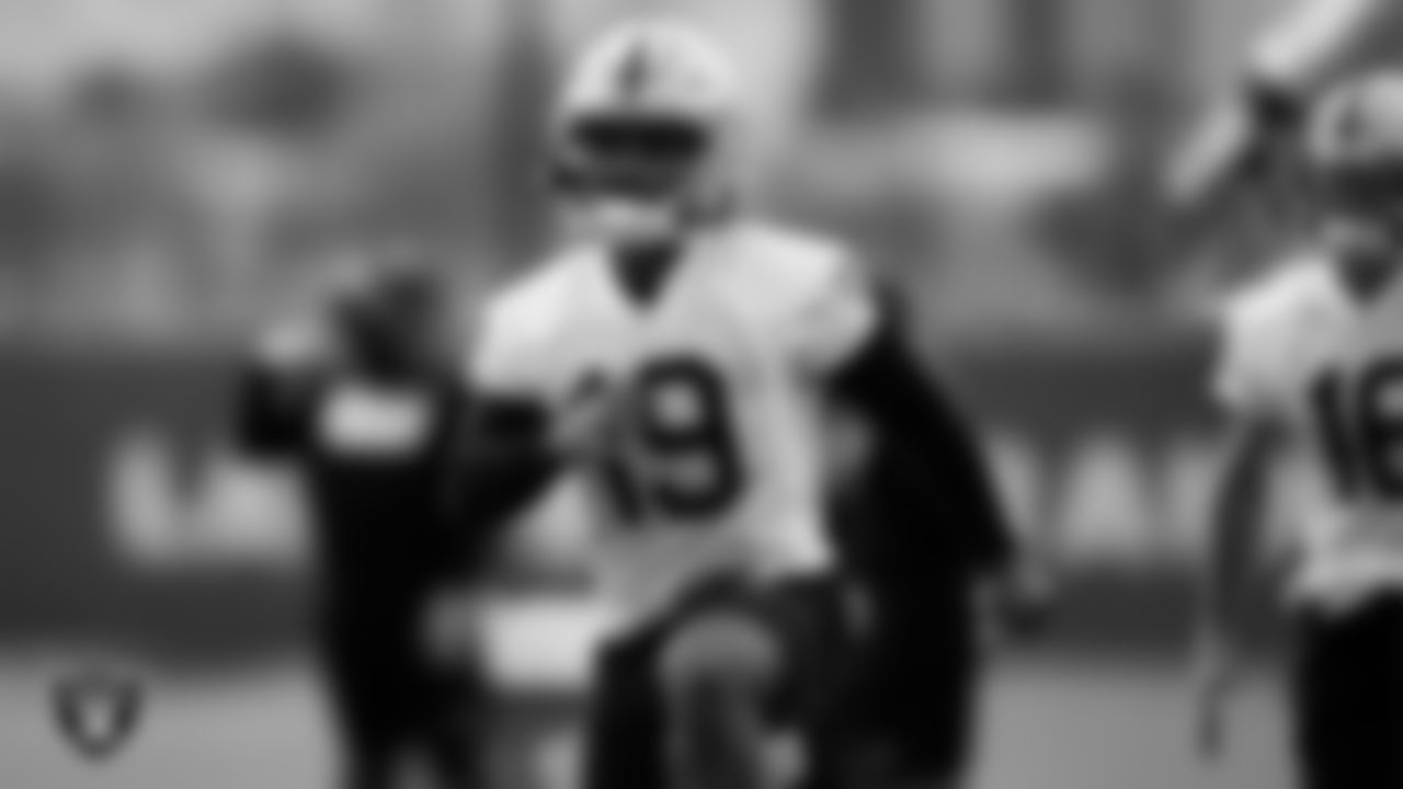 Las Vegas Raiders wide receiver DJ Turner (19) during practice at Intermountain Healthcare Performance Center.