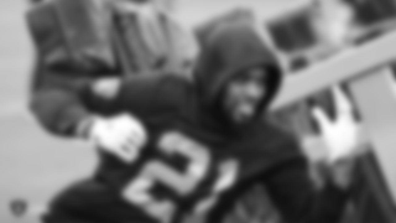 Raiders cornerback Gareon Conley (21) at a workout during phase two of the offseason program at the Raiders Practice Facility in Alameda, Calif.