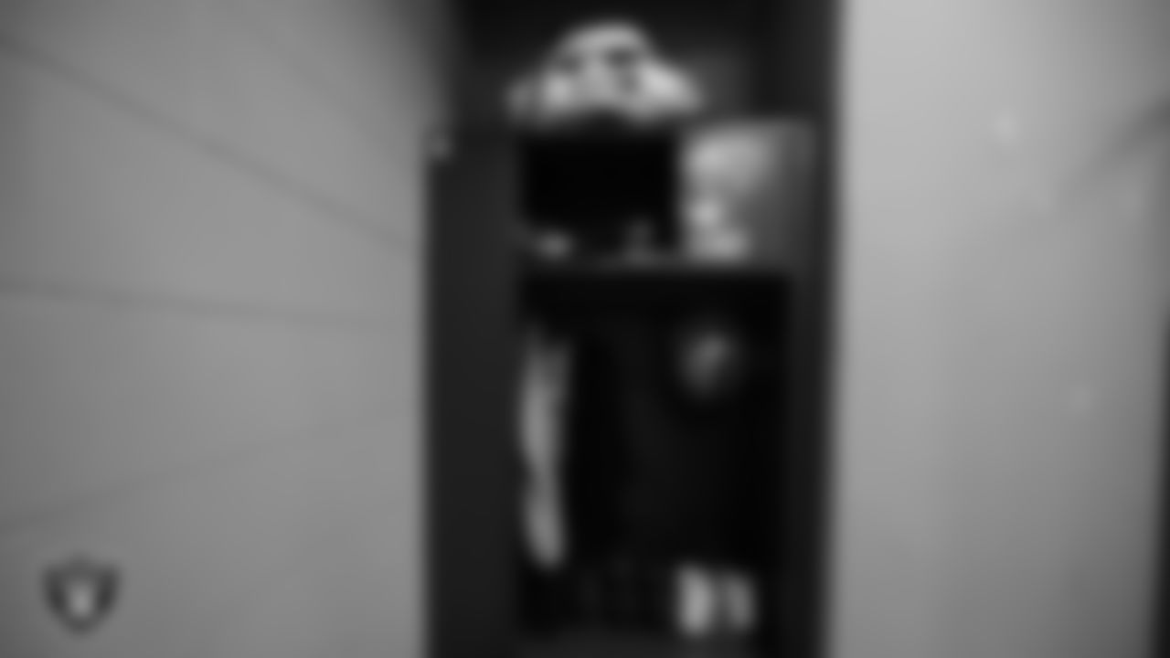 The locker room prior to the Las Vegas Raiders' arrival for their regular season away game against the Indianapolis Colts.