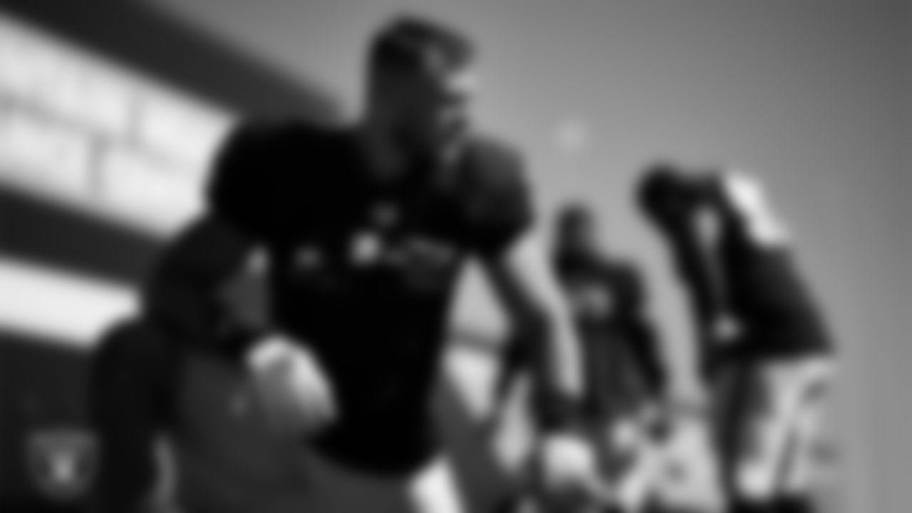 Las Vegas Raiders linebacker Luke Masterson (59) during practice at Intermountain Healthcare Performance Center.
