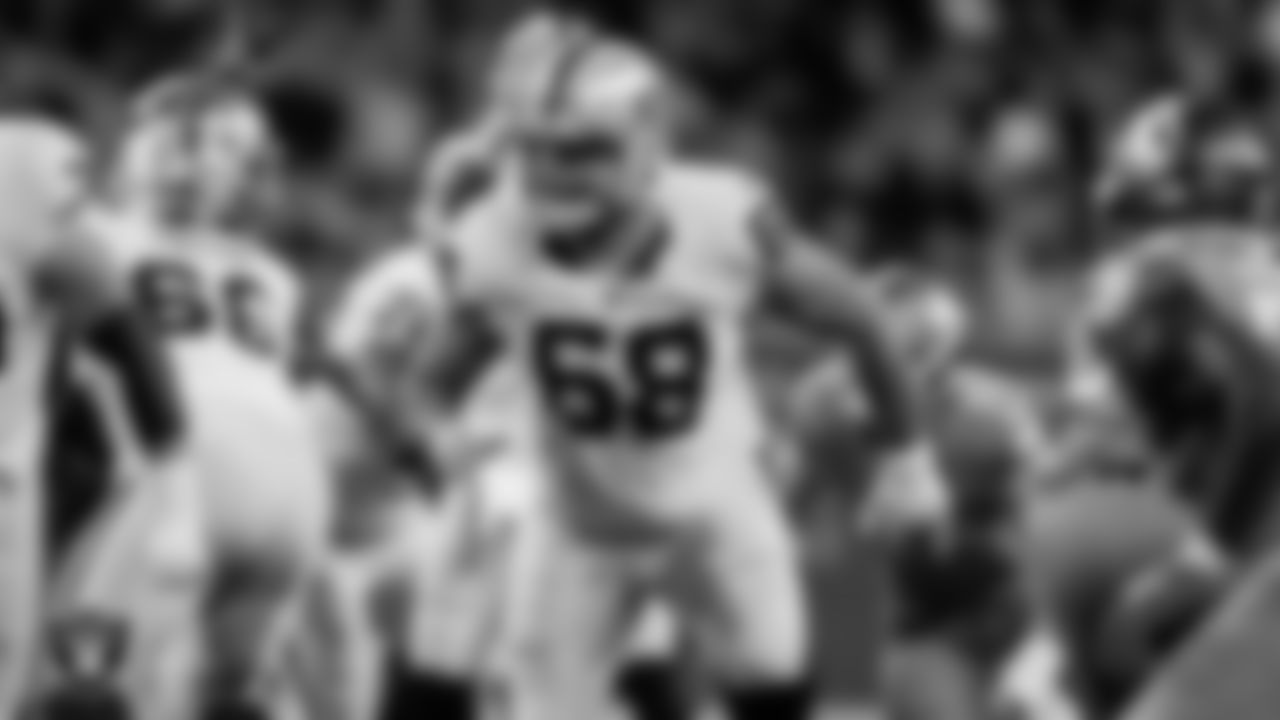 Las Vegas Raiders center Andre James (68) during the regular season away game against the Detroit Lions at Ford Field.