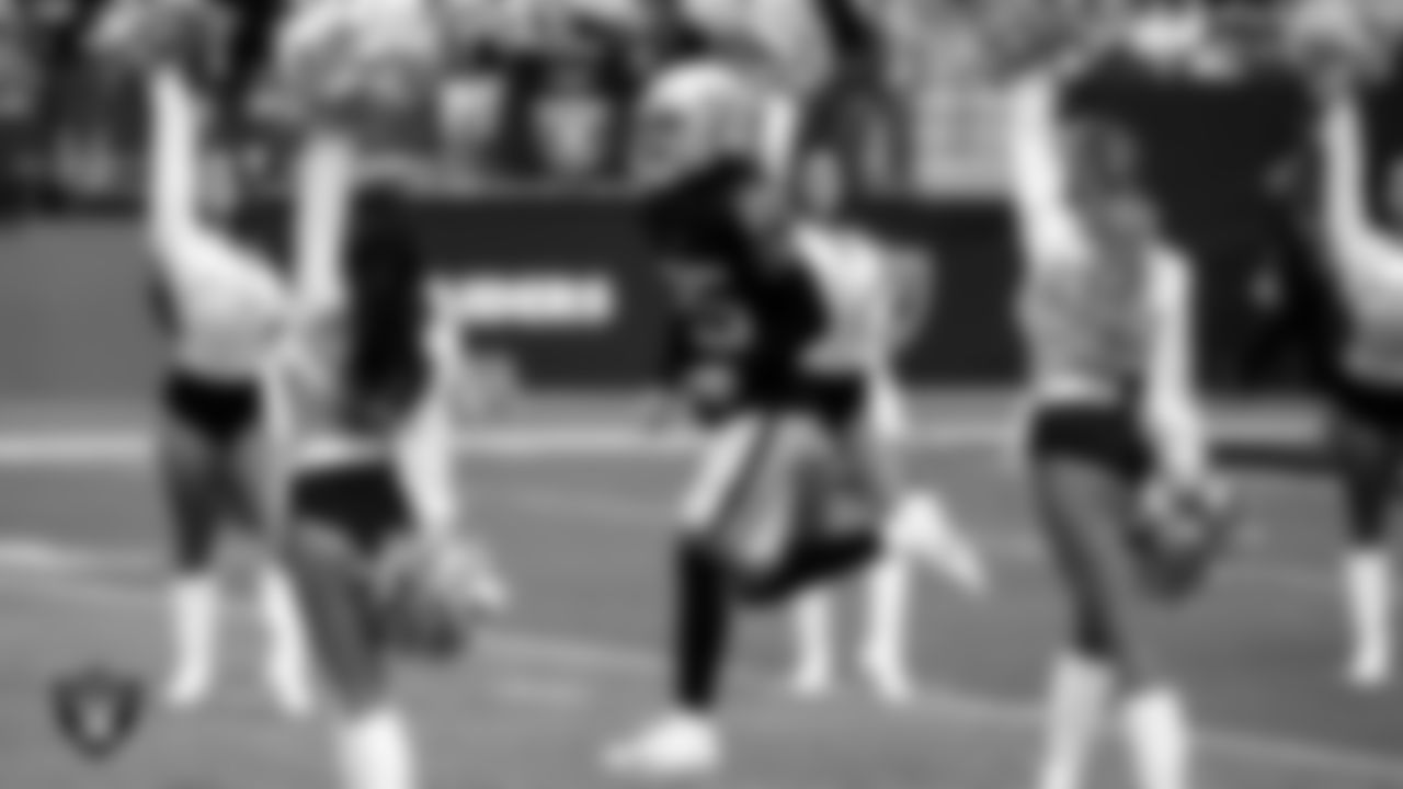 Las Vegas Raiders safety Tre'von Moehrig (25) is introduced onto the field before the regular season home game against the Miami Dolphins.