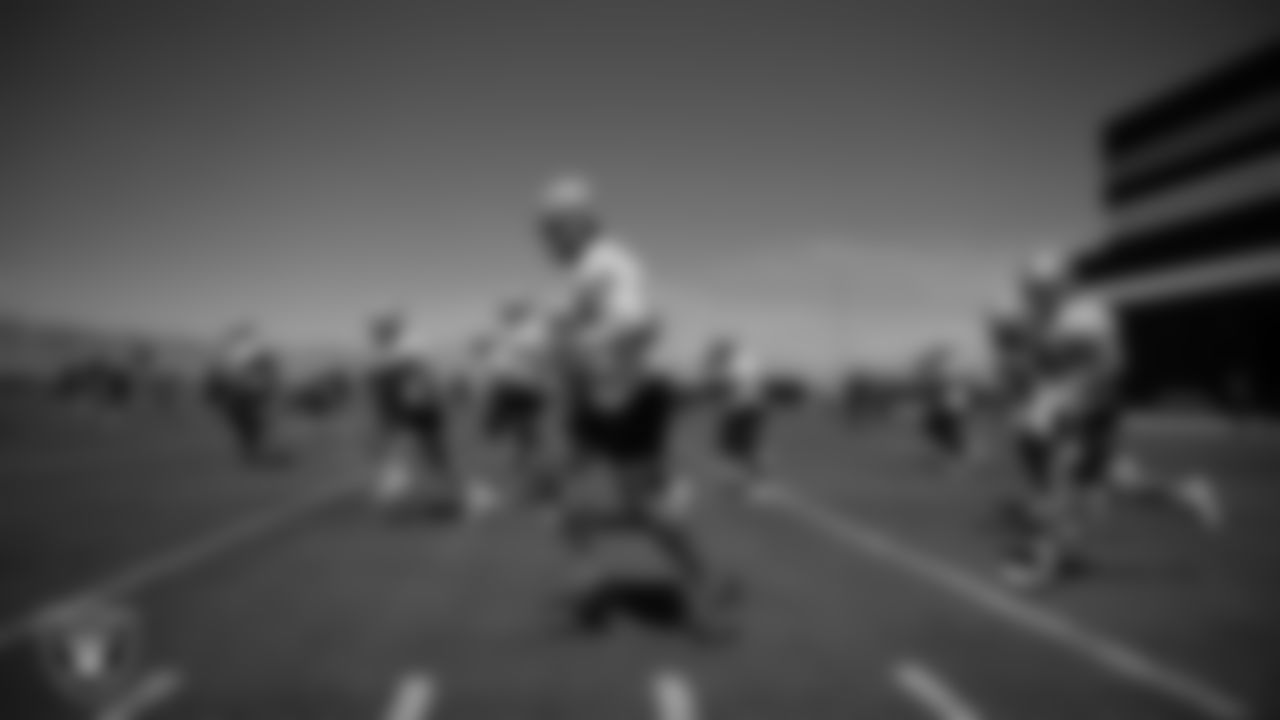 Las Vegas Raiders players at an Organized Team Activity (OTA).