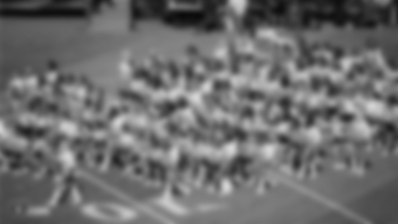 The Raiderettes and Junior Raiderettes before the Raiders game against the Los Angeles Rams.
