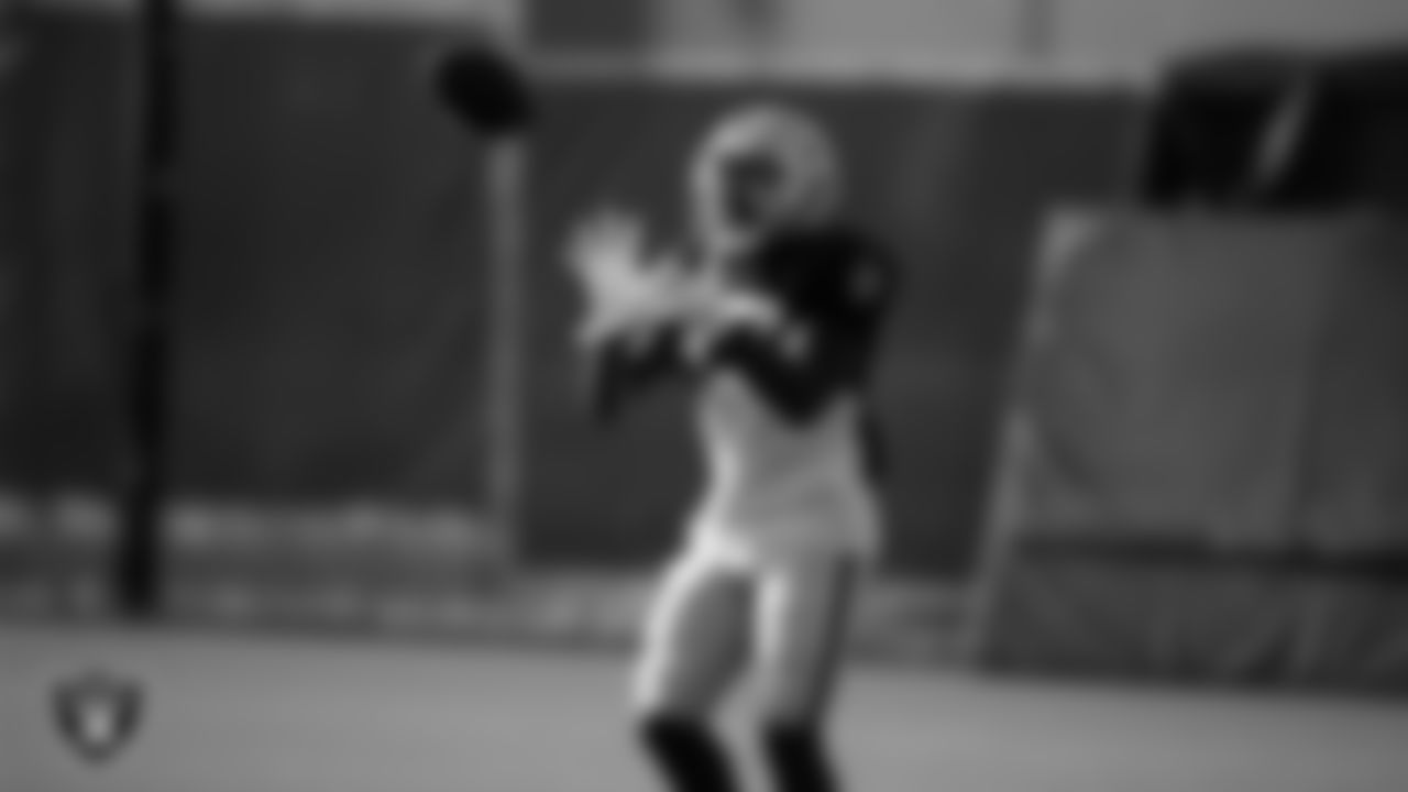 Las Vegas Raiders wide receiver De'Mornay Pierson-El (17) on the field for practice at 2020 Training Camp.