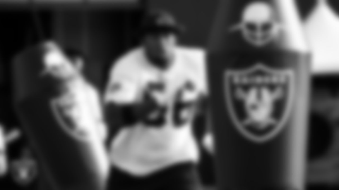 Las Vegas Raiders defensive end Clelin Ferrell (96) on the field for a walk through at 2020 Training Camp.