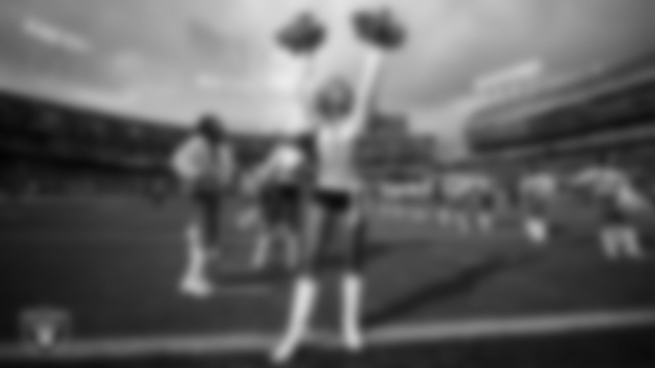 Raiderette Tess during player introductions before the Raiders game against the Tennessee Titans.
