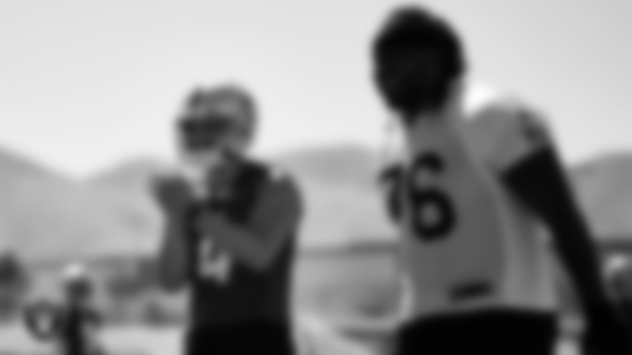 Las Vegas Raiders quarterback Derek Carr (4) at an Organized Team Activity (OTA).