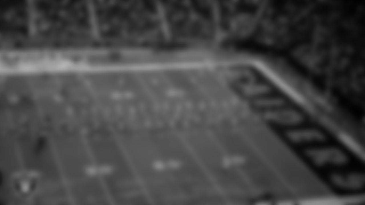 The Las Vegas Raiders are introduced onto the field before the preseason home game against the Minnesota Vikings at Allegiant Stadium.