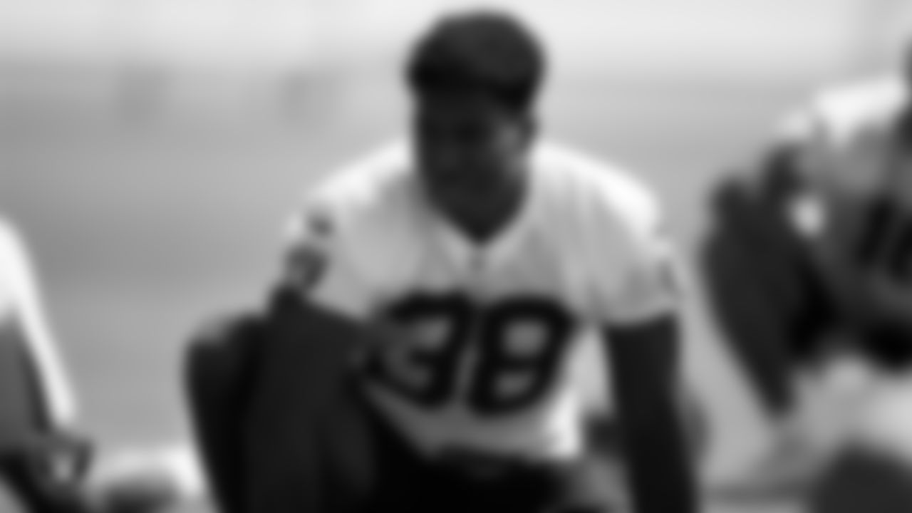 Las Vegas Raiders running back Brittain Brown (38) at an Organized Team Activity (OTA).