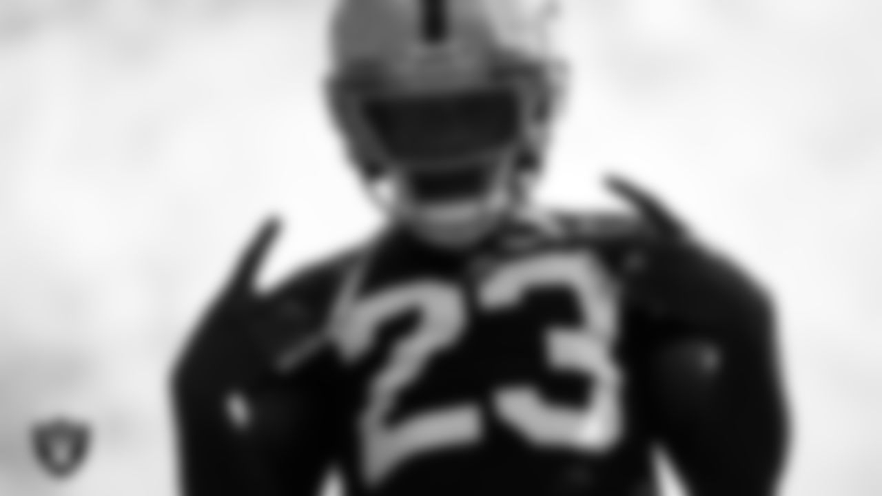 Las Vegas Raiders cornerback Duke Shelley (23) on the field for practice at 2023 Training Camp at Intermountain Health Performance Center.