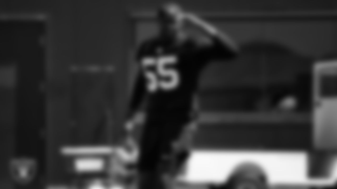 Las Vegas Raiders defensive end Chandler Jones (55) at an Organized Team Activity (OTA).