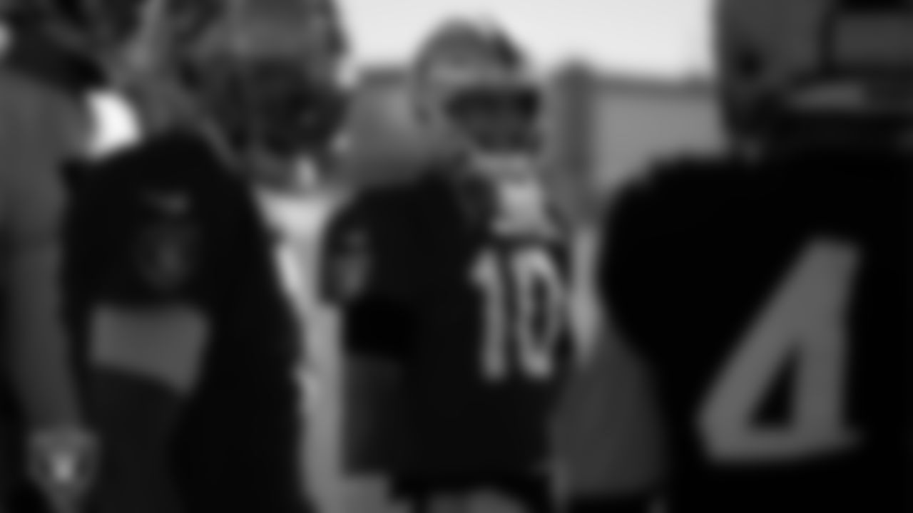 Las Vegas Raiders quarterback Jimmy Garoppolo (10) during practice at Intermountain Health Performance Center.