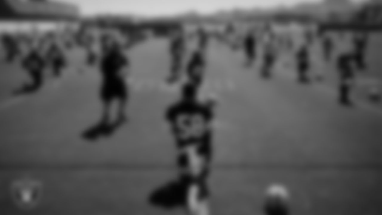 Las Vegas Raiders linebacker Darien Butler (58) at an Organized Team Activity (OTA).