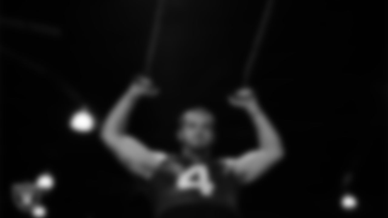 Las Vegas Raiders quarterback Derek Carr (4) in the weight room at 2021 Training Camp.