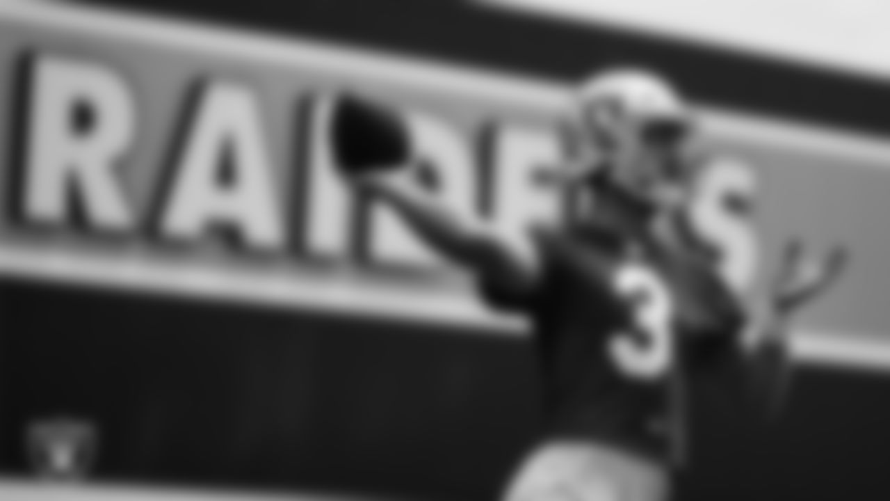 Las Vegas Raiders quarterback Nathan Peterman (3) at an Organized Team Activity (OTA).