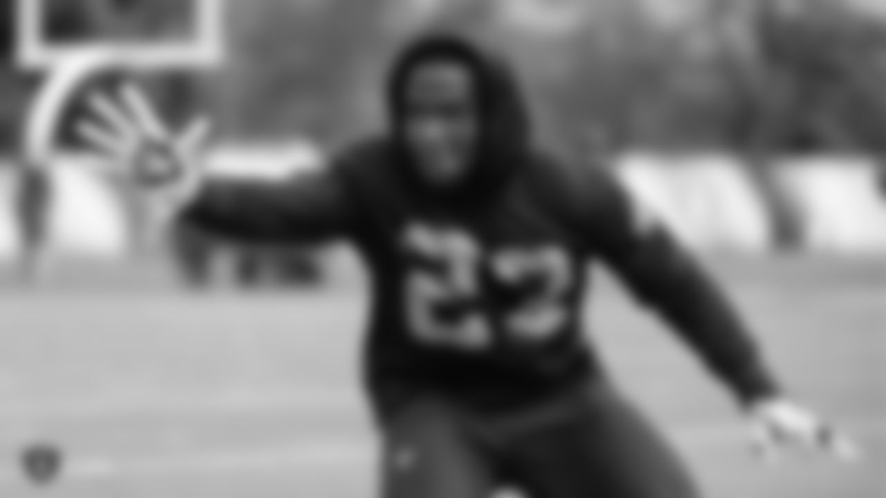 Raiders cornerback Nick Nelson (23) at a workout during phase two of the offseason program at the Raiders Practice Facility in Alameda, Calif.