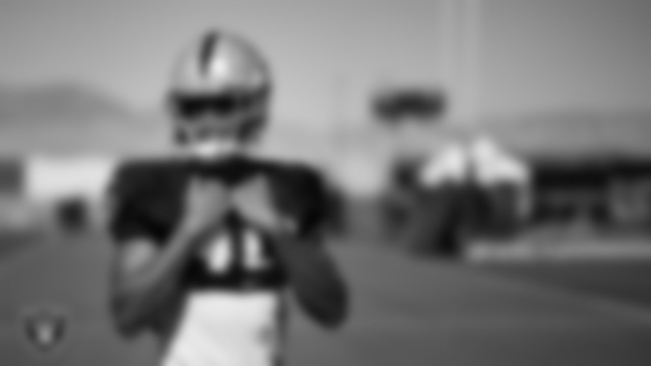 Las Vegas Raiders safety Isaiah Pola-Mao (40) on the field for practice at 2022 Training Camp at Intermountain Healthcare Performance Center.
