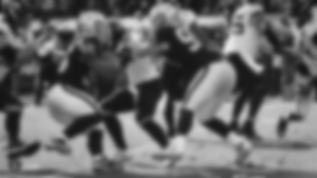 The Raiders during the regular season game against the Jacksonville Jaguars at the Oakland-Alameda County Coliseum.