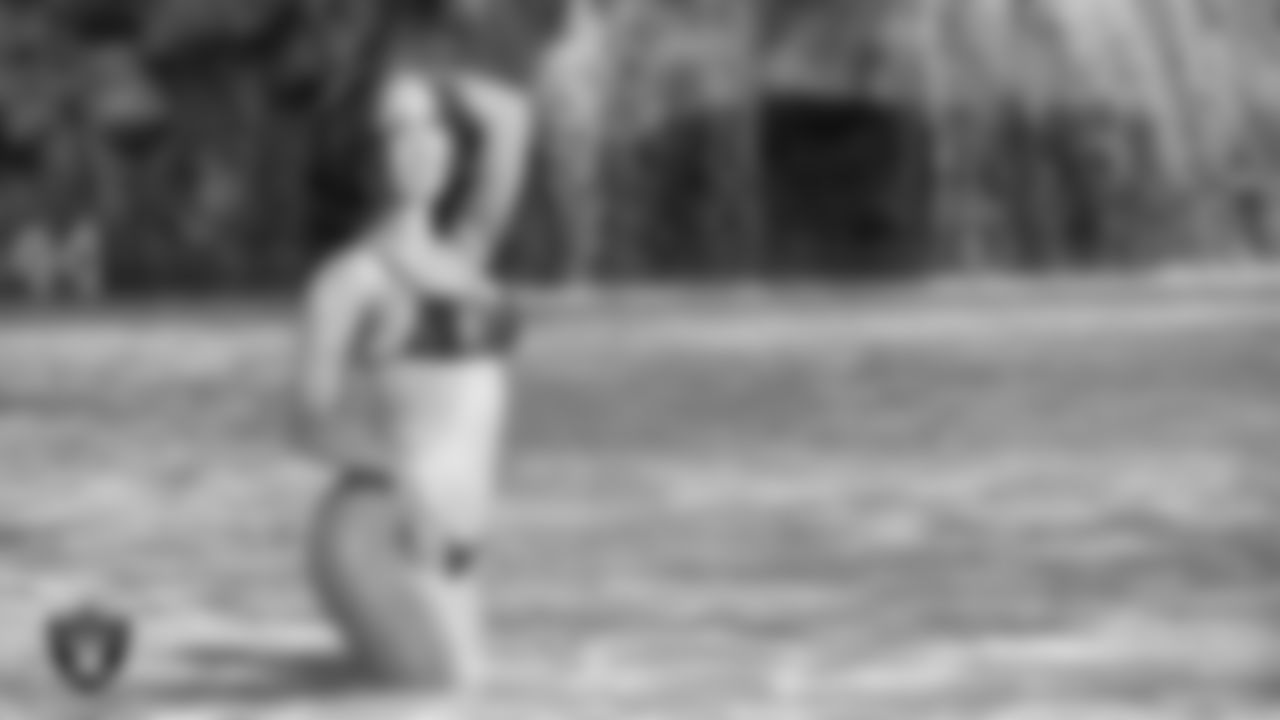 Raiderette Shaniah poses for the 2021 Raiderettes Swimsuit Photoshoot at The Mirage Resort and Casino.