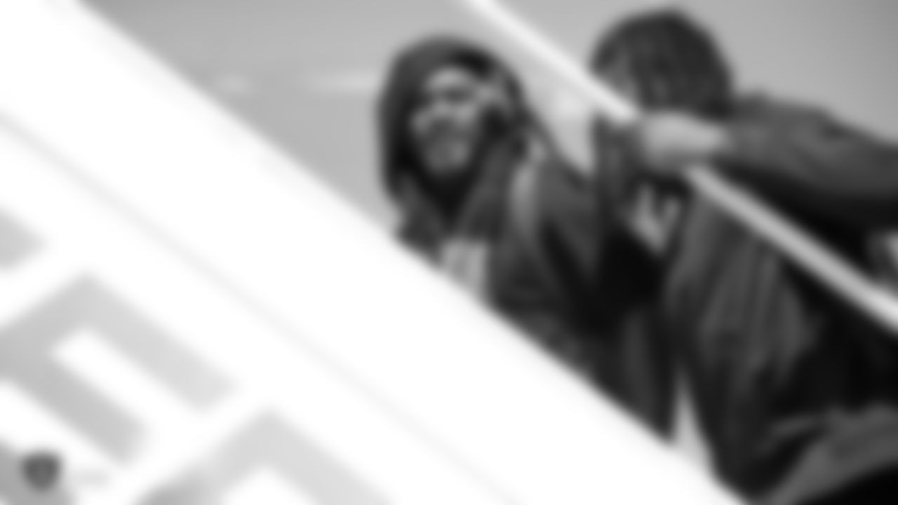 Oakland Raiders running back Marshawn Lynch (24) departs for their game against the Miami Dolphins, Friday, September 21, 2018, in Oakland, California.