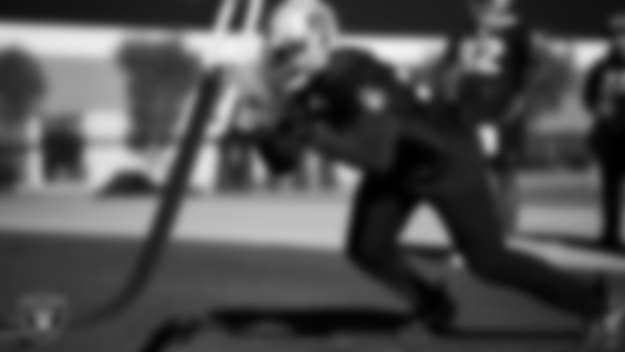 Las Vegas Raiders defensive tackle Matthew Butler (94) during practice at Intermountain Healthcare Performance Center.