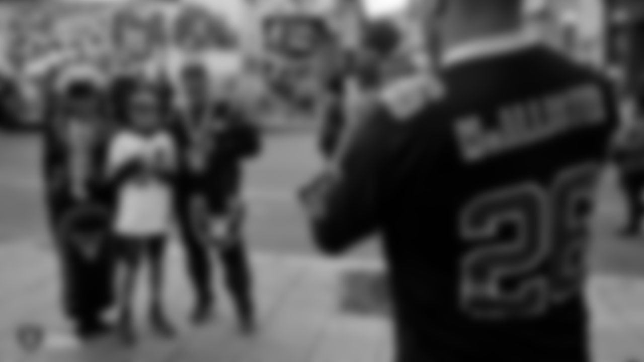 Raiders fans before the Oakland Raiders game against the Chicago Bears at Tottenham Hotspur Stadium.