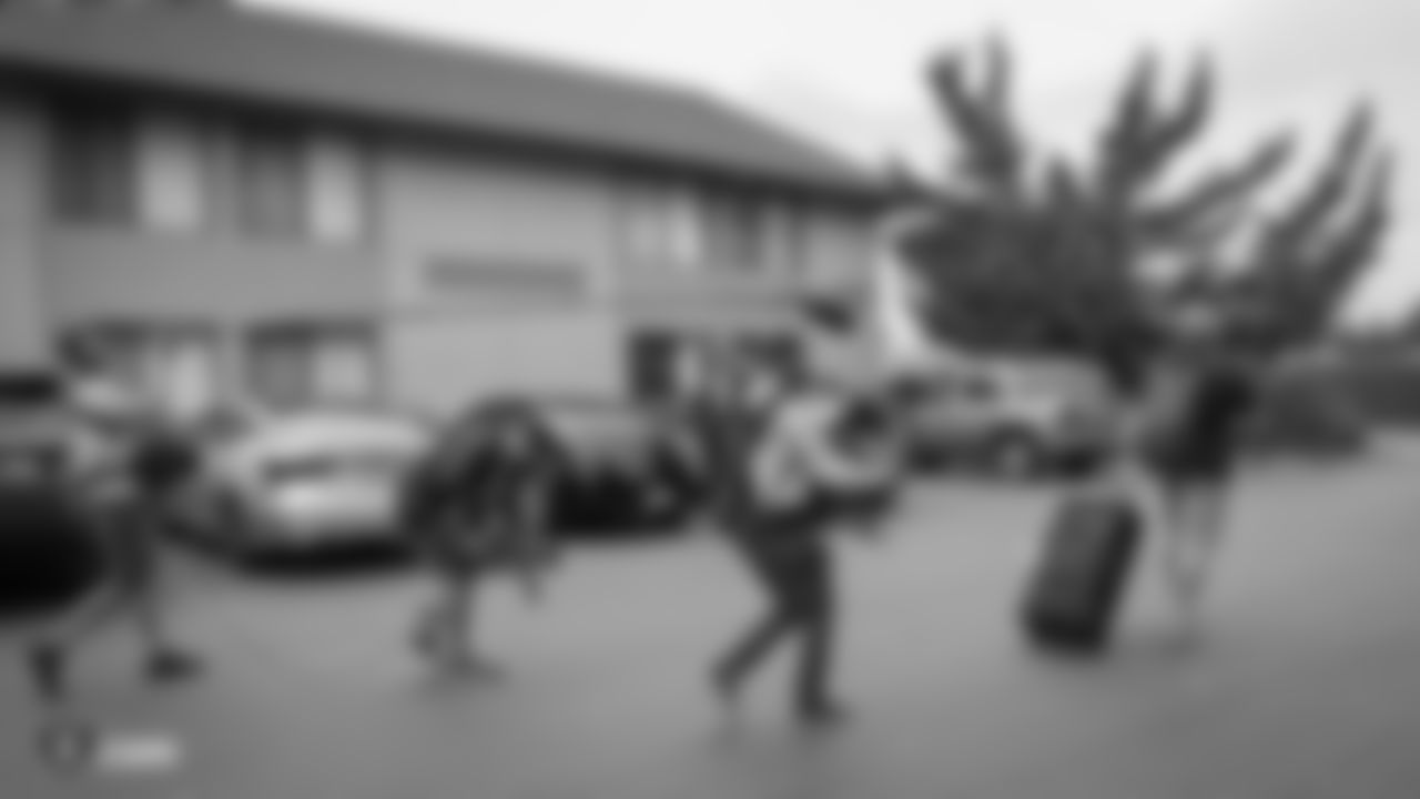 Raiders guard Richie Incognito (64) arrives for 2019 Training Camp.