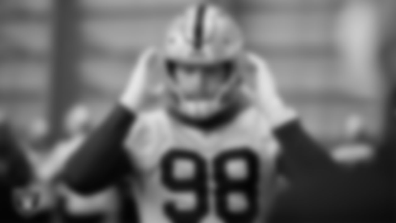 Las Vegas Raiders defensive end Maxx Crosby (98) during practice at Intermountain Healthcare Performance Center.