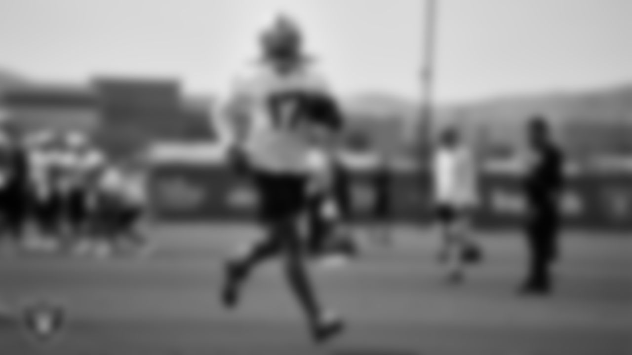 Las Vegas Raiders wide receiver Davante Adams (17) during practice at Intermountain Healthcare Performance Center.