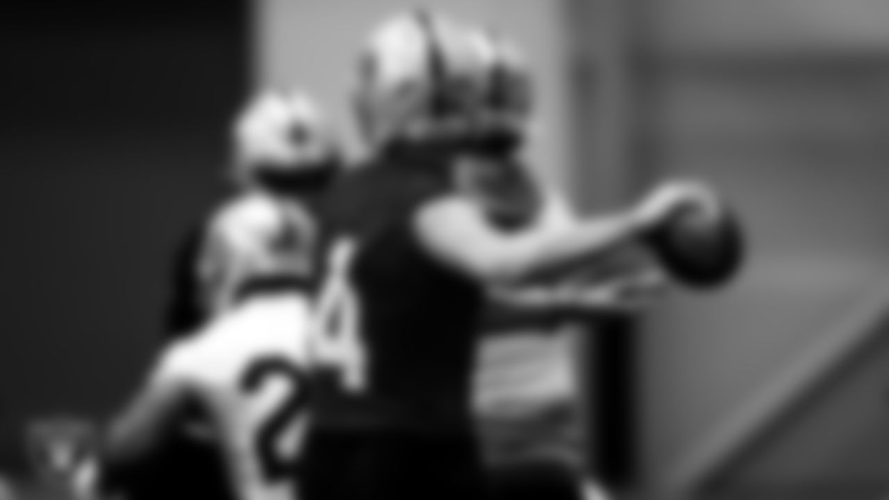 Las Vegas Raiders quarterback Derek Carr (4) during practice.